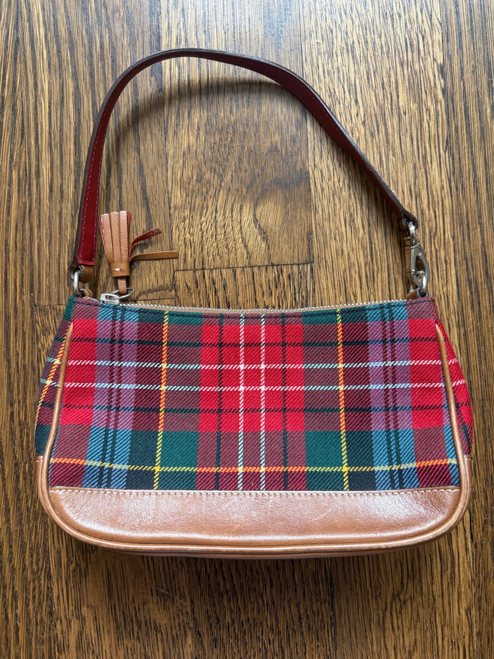 VINTAGE COACH Y2K Plaid Tartan Tassel Demi Pochette Mini Shoulder Baguette Purse - Picture 5 of 14